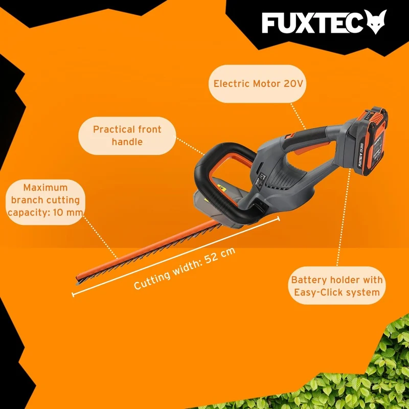 FUXTEC Cordless Hedge Trimmer FX-HT20 SET - 52cm Blade Length