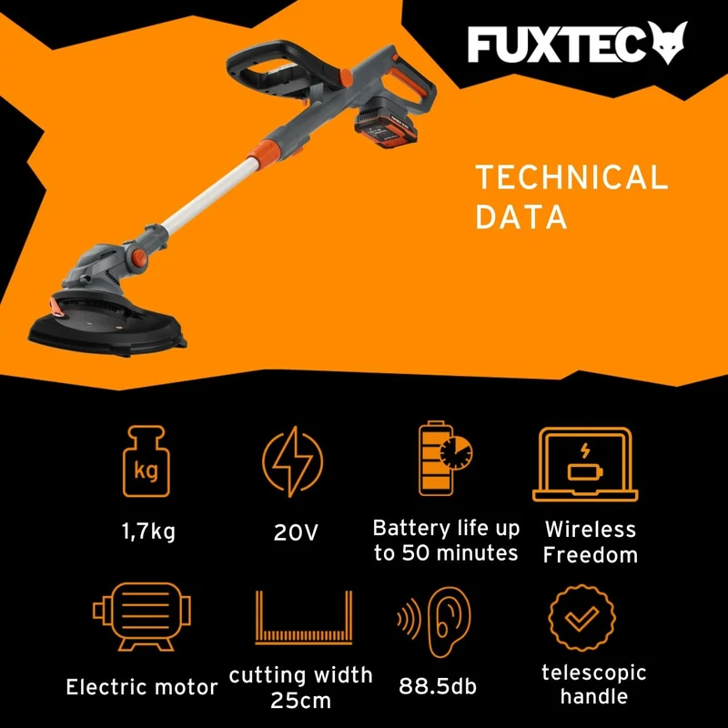 FUXTEC Tondeuse à gazon sans fil 20V FX-GT20 SET brush cutter