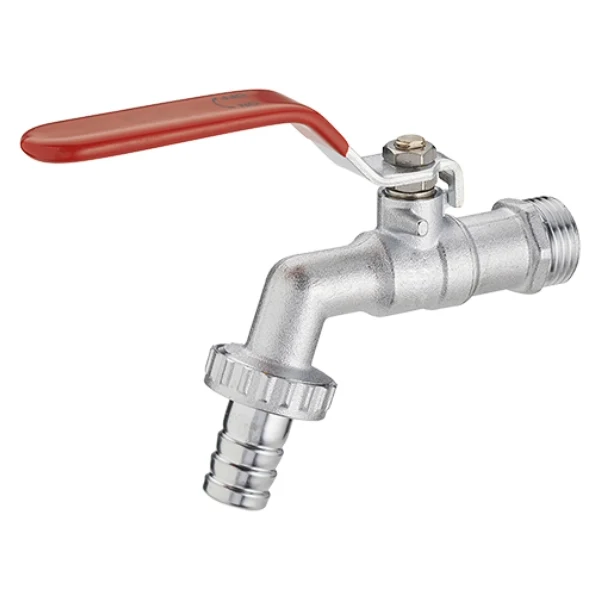 Robinet de jardin 1/4 de tour mâle - mâle + raccord au nez