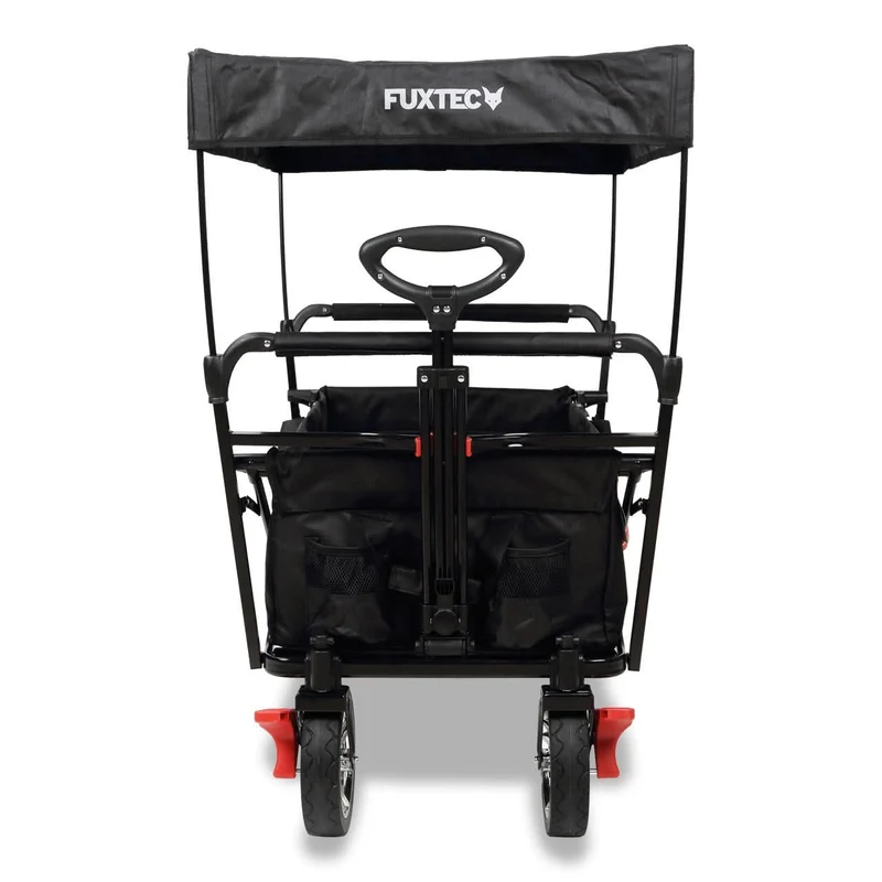 B-WARE Chariot à bras FUXTEC City Cruiser avec toit ouvrant NOIR