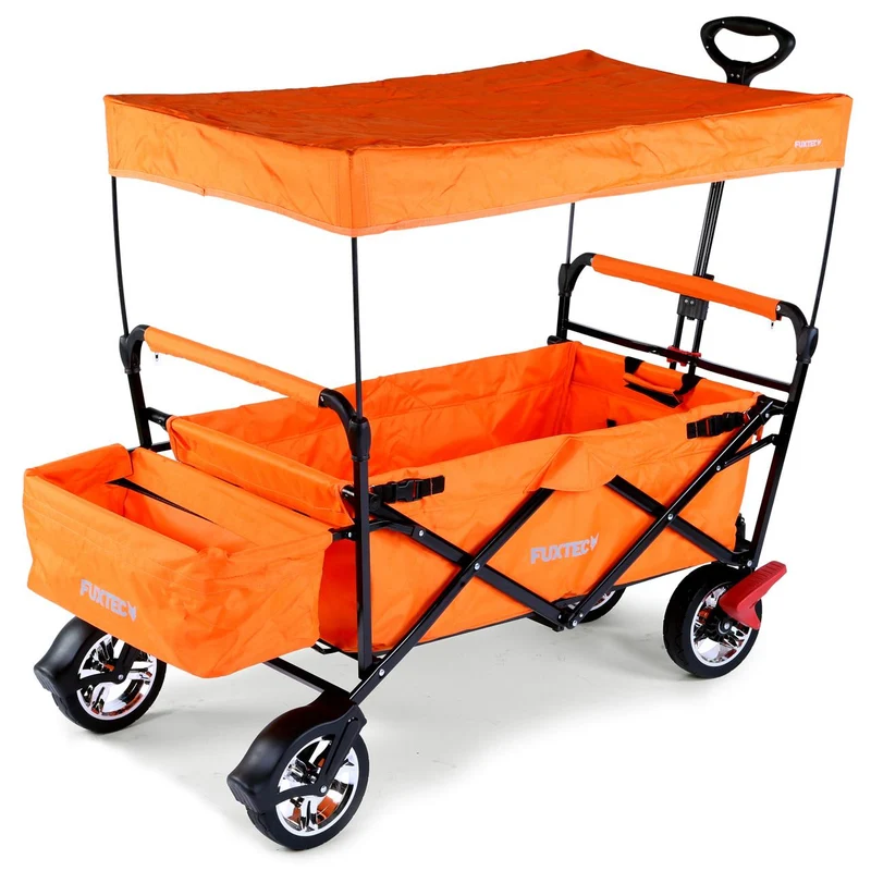 B-WARE Chariot à bras FUXTEC City Cruiser avec toit ouvrant ORANGE