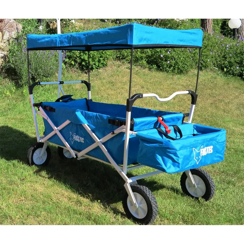 B-WARE Chariot à bras FUXTEC BLEU avec toit ouvrant JW-76AB