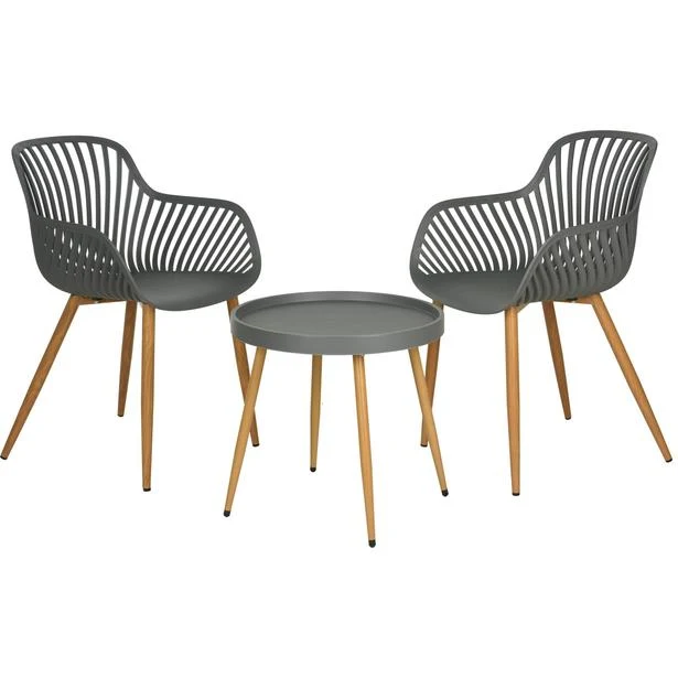 Set Arredo Balcone 1 Tavolo e 2 Sedie Grigio