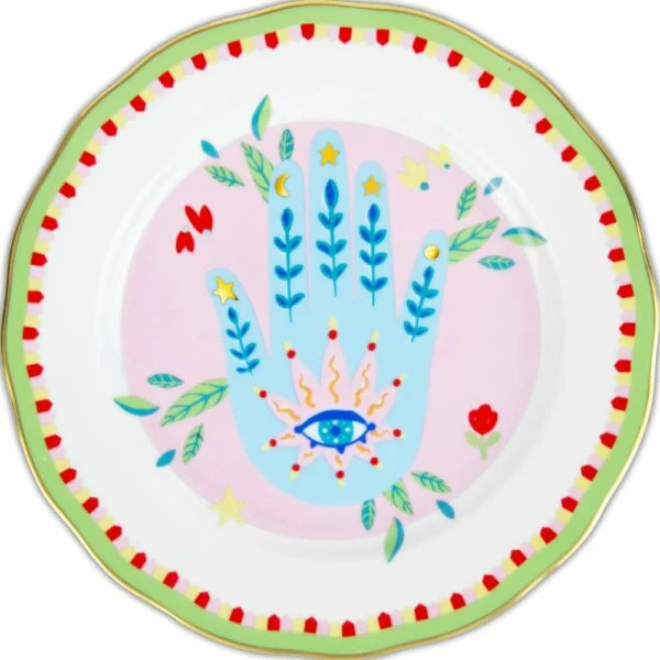 PIATTINO DA FRUTTA/DESSERT IN PORCELLANA, CON MANO, MAMMA MIA