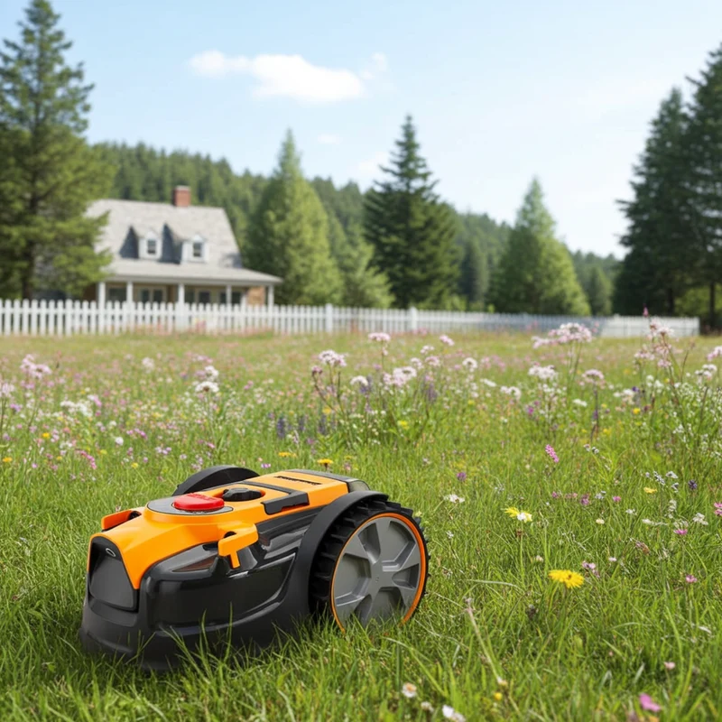Robot tondeuse sans fil périmétrique – 24V 8Ah – 500 m² – Caméra + ultrasons
