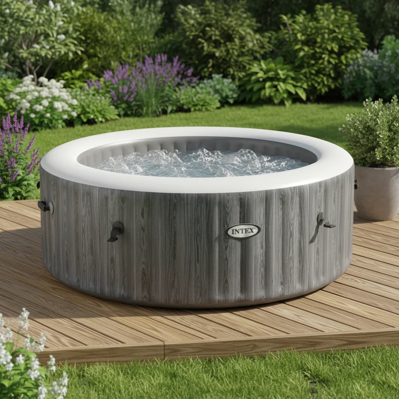 Spa gonflable INTEX PureSpa Greywood 4 places Ø 196 x 71 cm avec 140 jets