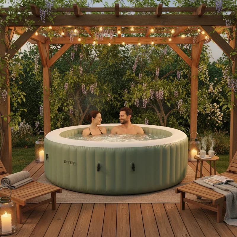 Spa gonflable INTEX PureSpa Olive 6 places Ø 216 x 71 cm avec 140 jets