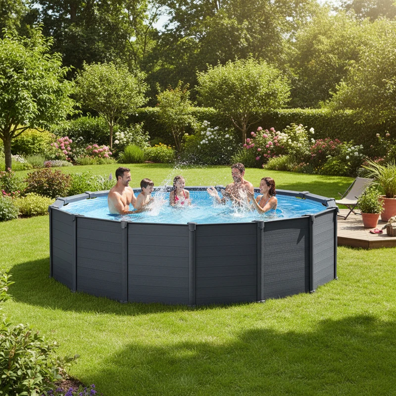 Piscine hors sol INTEX Graphite Ø 478 x 124 cm avec filtre à sable et échelle