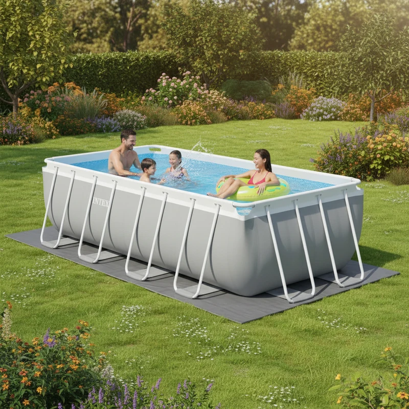 Piscine hors sol rectangulaire INTEX Prism Frame 488 x 244 x 107 cm avec filtre et échelle