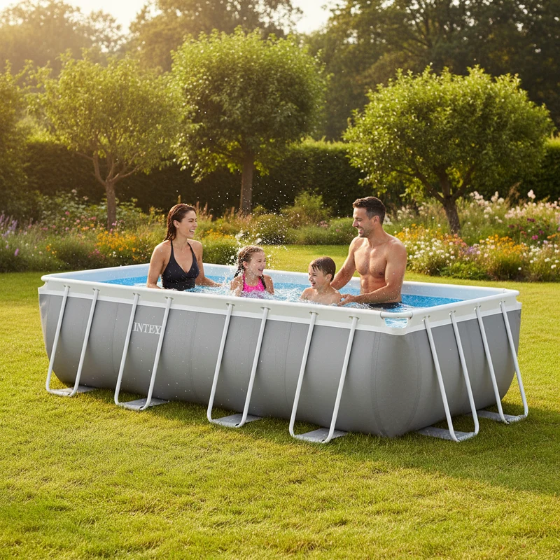 Piscine hors sol rectangulaire INTEX Prism Frame 400 x 200 x 122 cm avec filtre et échelle
