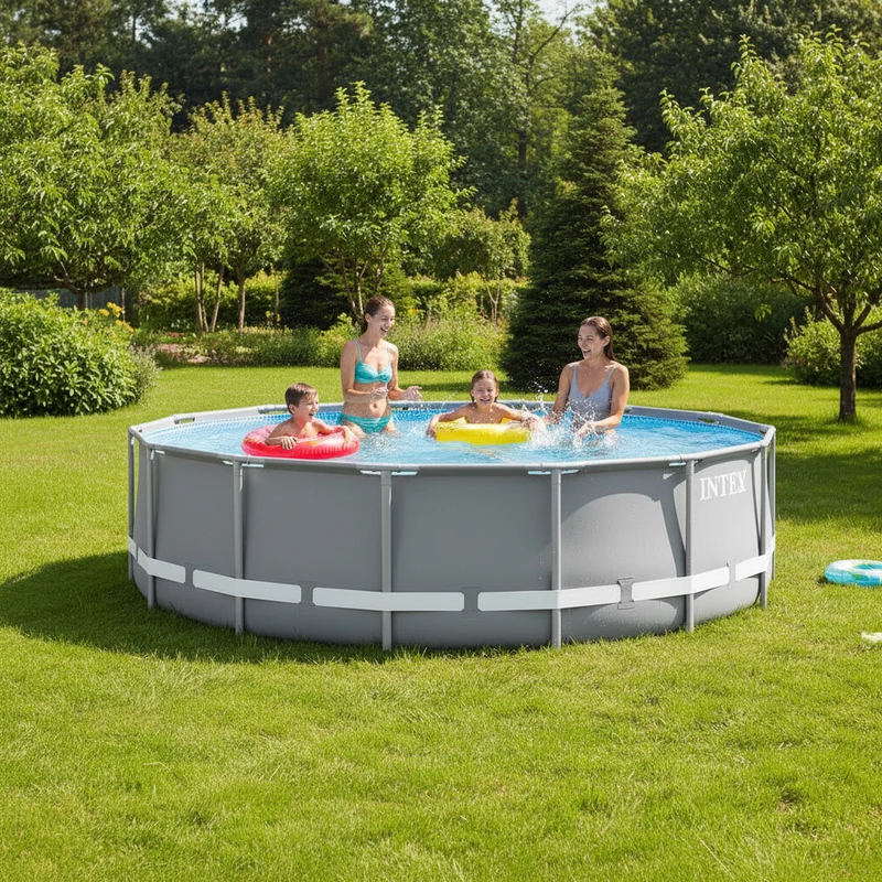 Piscine hors sol INTEX Prism Frame Ø 457 x 122 cm tubulaire avec filtre, bâche et échelle