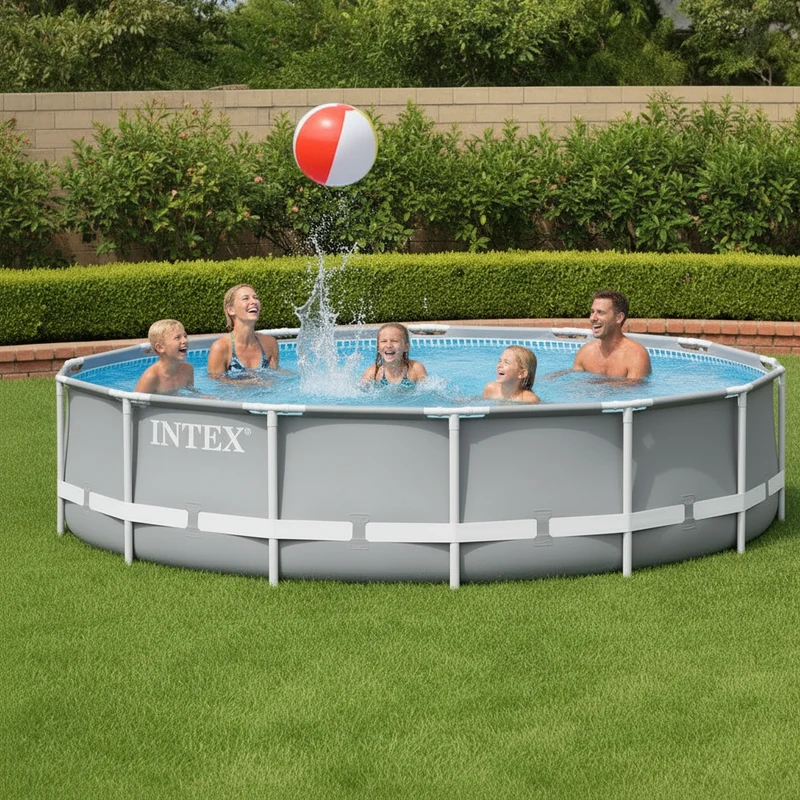 Piscine hors sol INTEX Prism Frame Ø 457 x 107 cm tubulaire avec filtre, bâche et échelle