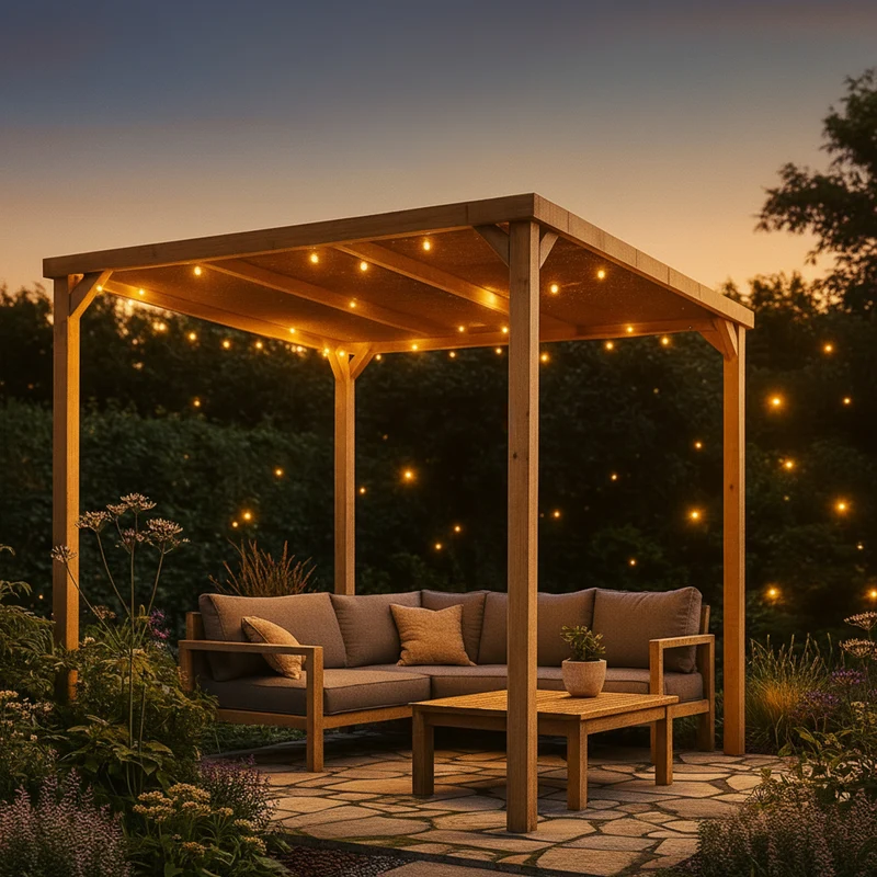 Pergola en bois 3x3 m avec toile d’ombrage naturelle – Pergola extérieure autoclave avec protection UV