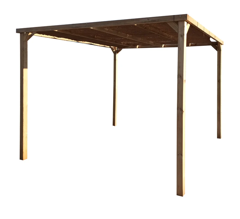 Pergola en bois 3x3 m avec toile d’ombrage naturelle – Pergola extérieure autoclave avec protection UV