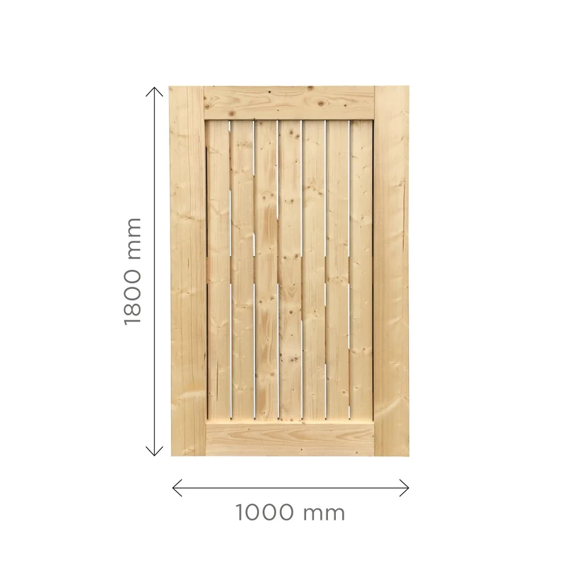 Portail Ostende en pin et épicéa – 100 x 180 cm, accès piéton avec matériel inclus