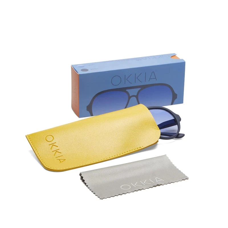 Occhiali da Sole Premontati a Forma di Goccia Modello Alessio Blu Notte OKKIA
