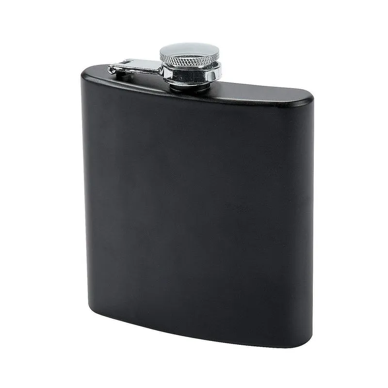 6 oz Matte Black Stainless Steel Flasks - 12 Units per Box