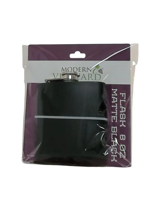 6 oz Matte Black Stainless Steel Flasks - 12 Units per Box