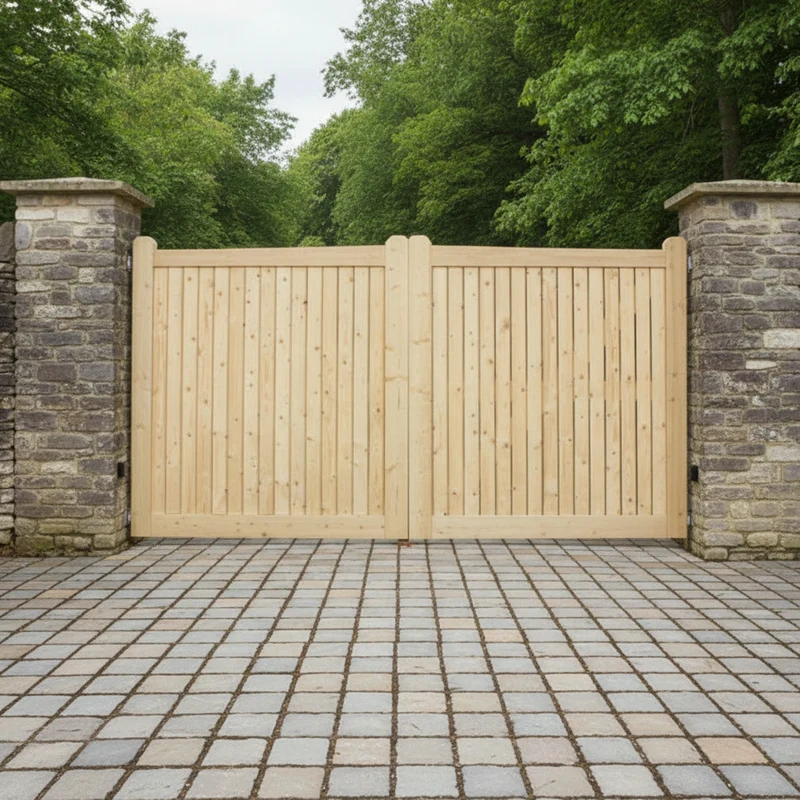 Portail Ostende en pin et épicéa – 300 x 180 cm, forme droite, design élégant
