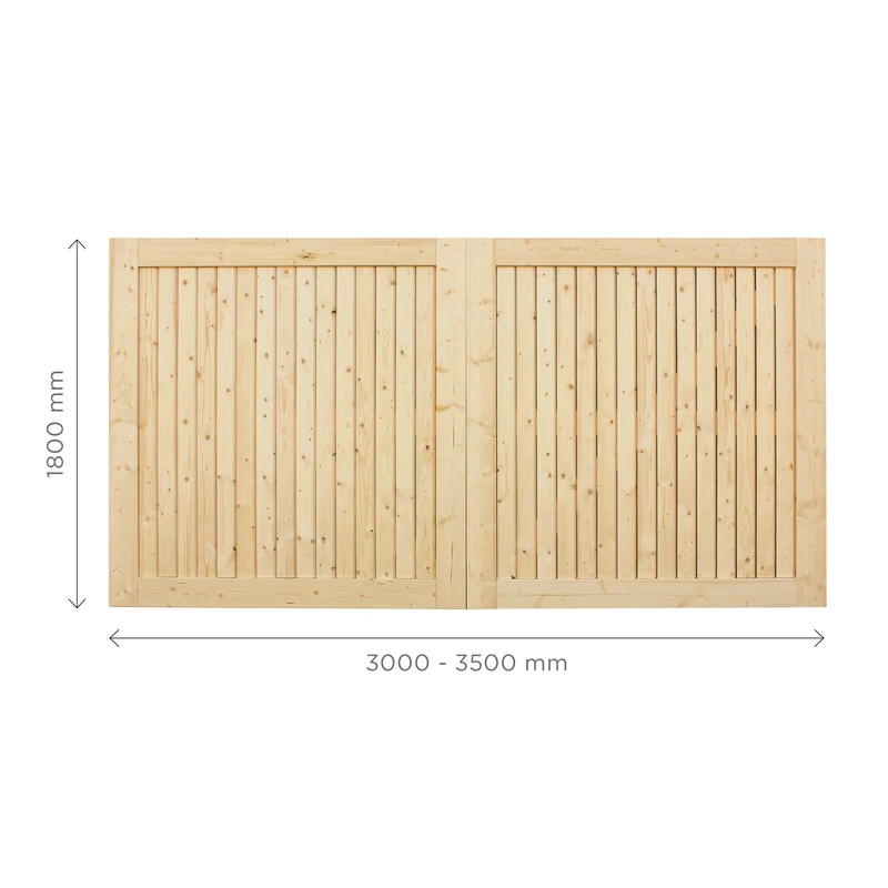 Portail Ostende en pin et épicéa – 300 x 180 cm, forme droite, design élégant