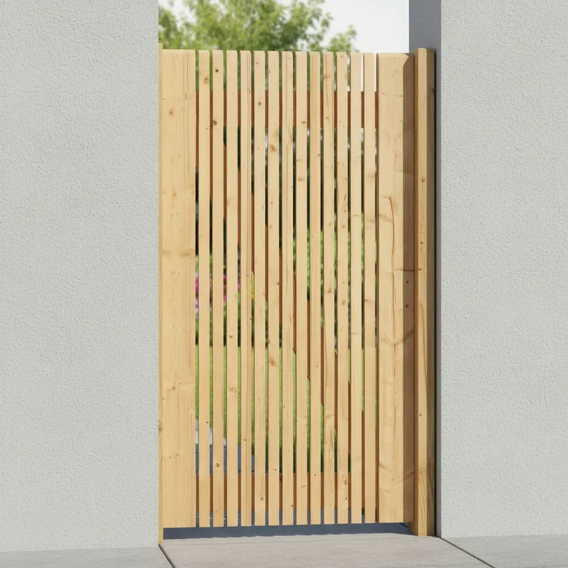 Portail Anvers en sapin naturel – 100 x 180 cm, remplissage ajouré et matériel inclus