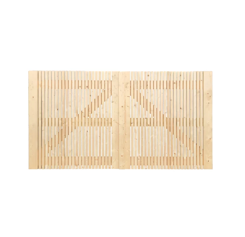 Portail Anvers en sapin naturel – 350 x 180 cm, remplissage ajouré et forme droite