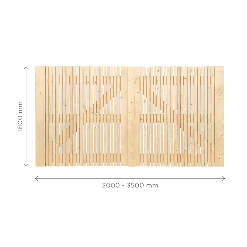 Portail Anvers en sapin naturel – 350 x 180 cm, remplissage ajouré et forme droite