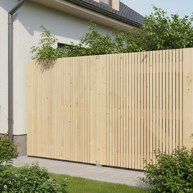Portail Anvers en sapin naturel – 300 x 180 cm, remplissage ajouré et forme droite