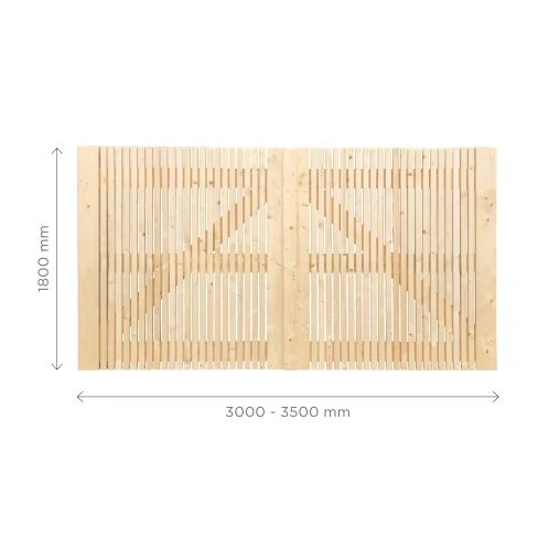 Portail Anvers en sapin naturel – 300 x 180 cm, remplissage ajouré et forme droite