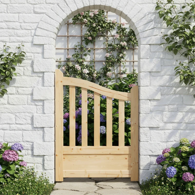 Portail Gand en bois – 100 x 130 cm, accès piéton avec matériel inclus