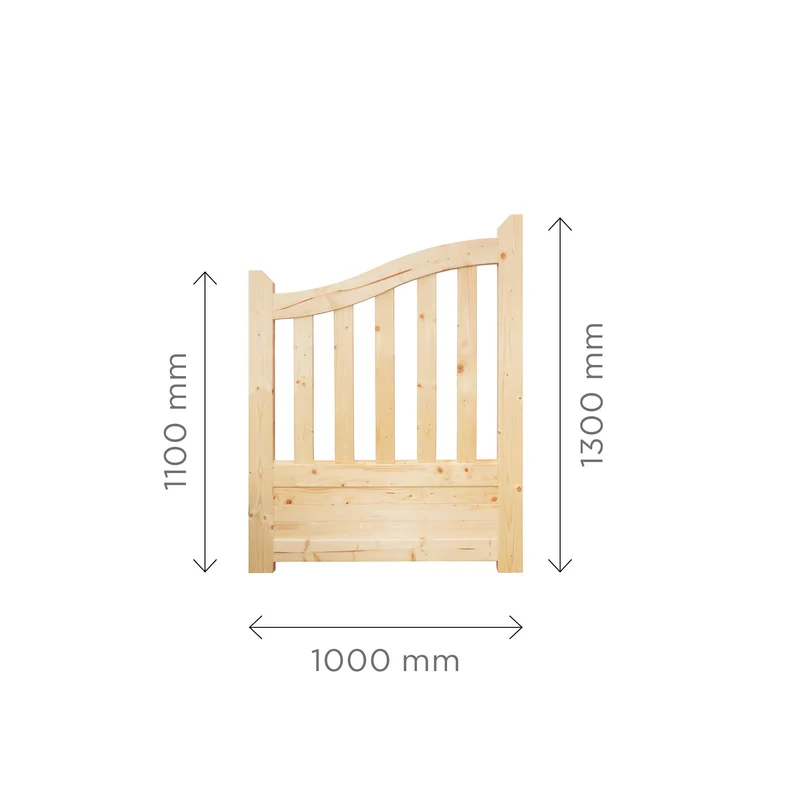 Portail Gand en bois – 100 x 130 cm, accès piéton avec matériel inclus