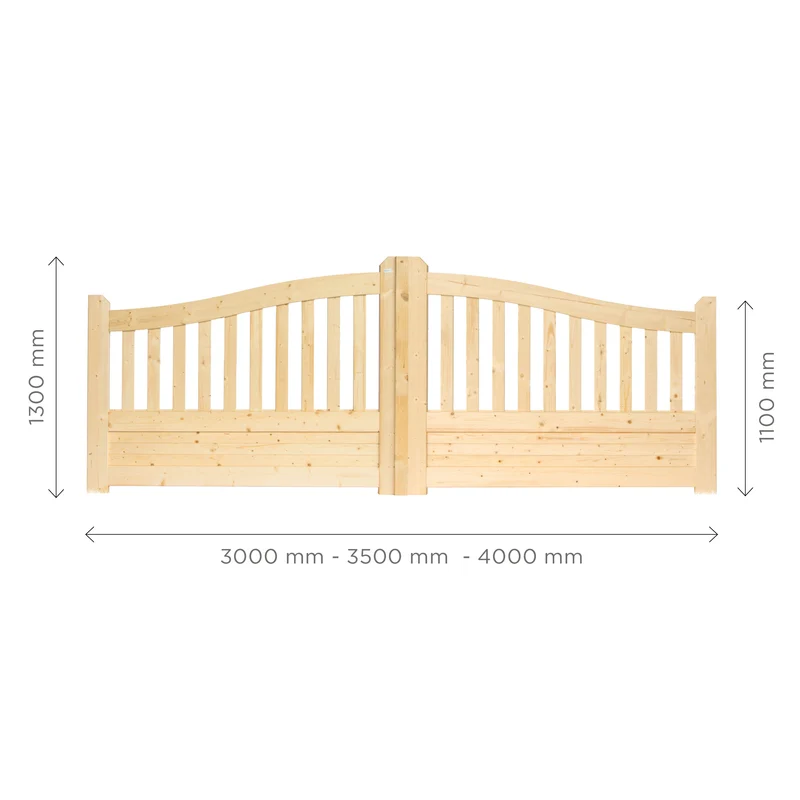 Portail Gand en bois – 400 x 130 cm, très grand accès extérieur avec matériel inclus