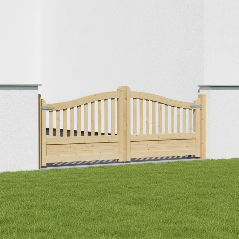 Portail Gand en bois – 350 x 130 cm, grand accès extérieur avec matériel inclus