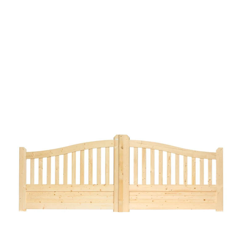 Portail Gand en bois – 350 x 130 cm, grand accès extérieur avec matériel inclus