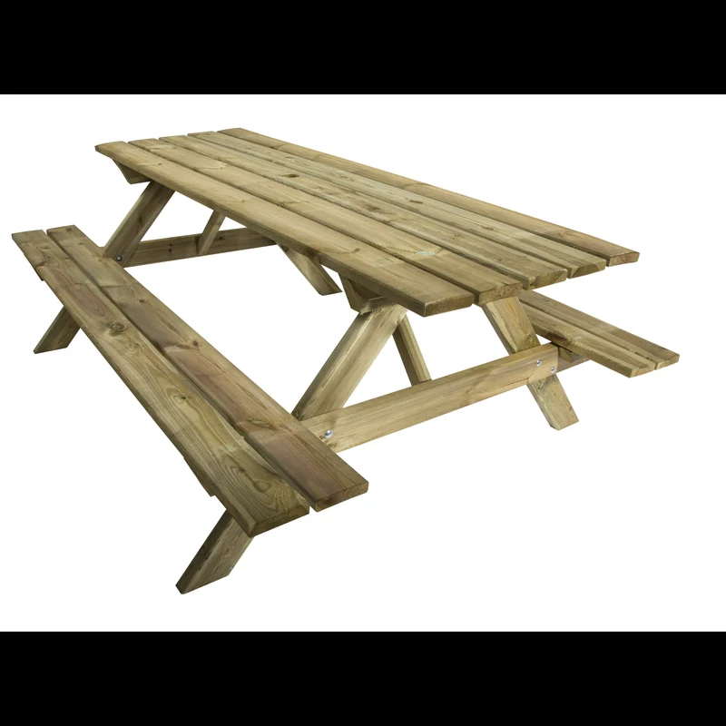Table de pique-nique en bois autoclave – 200 x 139 cm, finition naturelle