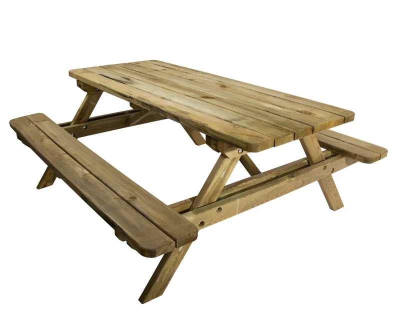 Table de pique-nique Forest en bois autoclave – 180 x 160 cm, finition naturelle