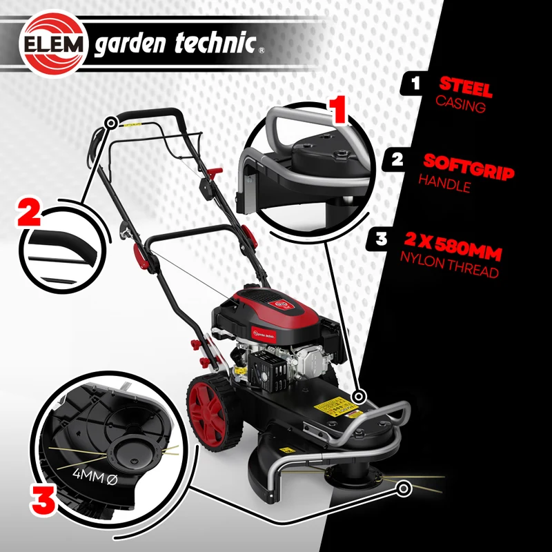 Débroussailleuse sur roues thermique 173 cc – Auto-tractée pour herbes hautes et grandes surfaces