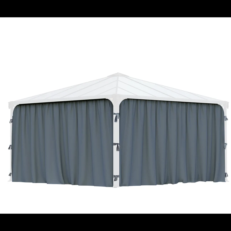 Set de rideaux pour tonnelle Palermo 4300 – Polyester gris, protection UV, waterproof