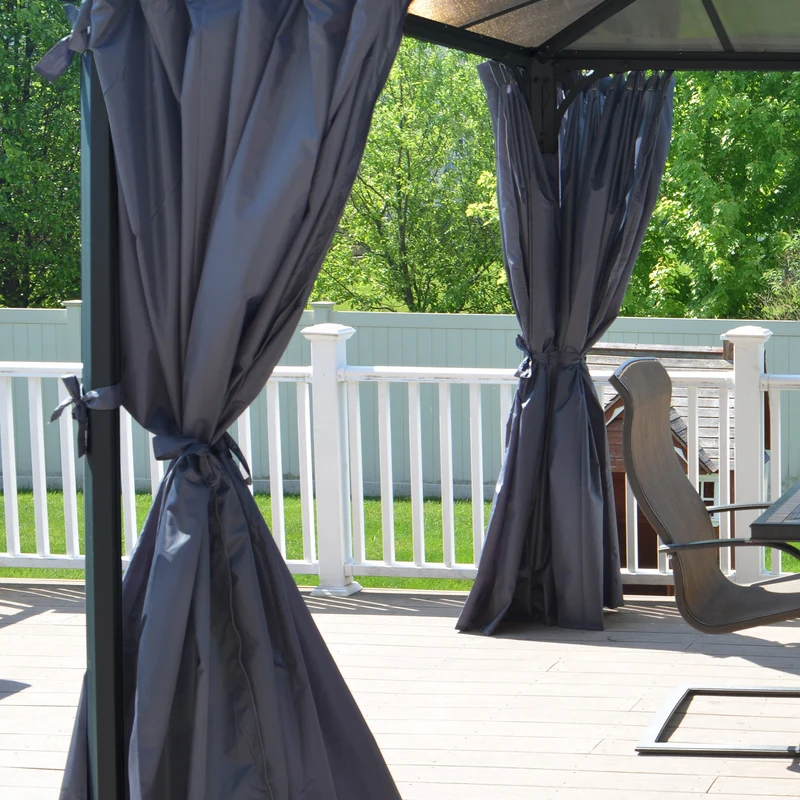 Set de rideaux pour tonnelle Palermo 4300 – Polyester gris, protection UV, waterproof
