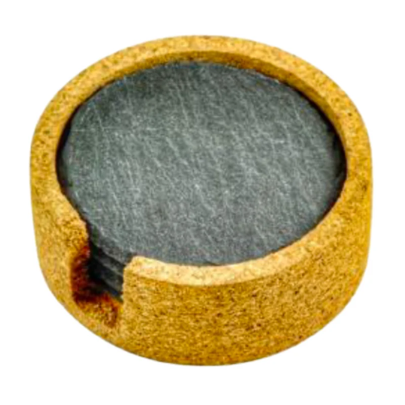 4 pc Round Slate Coasters Set in a Cork Holder (4 sets/box)