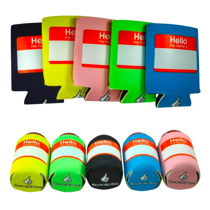 5 pc Colorful Can Koozies - Hello, My Name is... (5 sets/box)