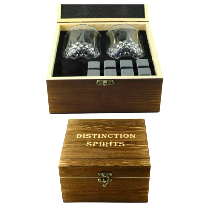8 pc Whiskey Soapstone Gift Set with 2 Glasses (2 sets/box)