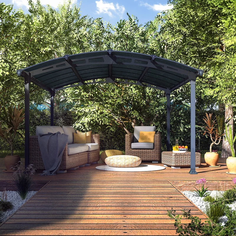 Tonnelle Tucson 359 x 435 cm – Gris anthracite, polycarbonate 6 mm, aluminium
