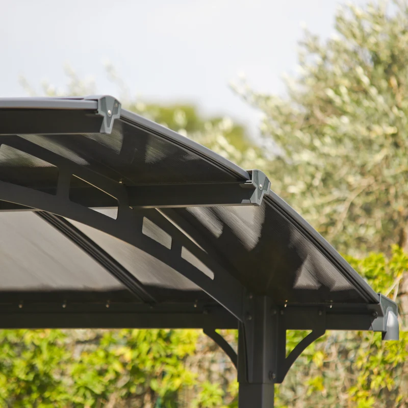 Tonnelle Tucson 359 x 435 cm – Gris anthracite, polycarbonate 6 mm, aluminium