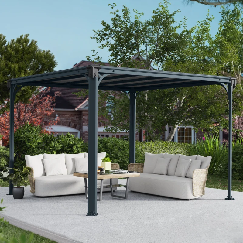 Tonnelle Milano 309 x 309 cm – Gris anthracite, polycarbonate 6 mm, aluminium