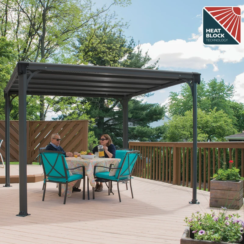 Tonnelle Milano 309 x 309 cm – Gris anthracite, polycarbonate 6 mm, aluminium