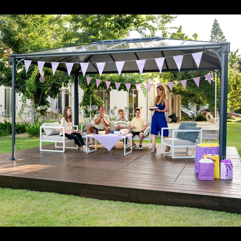 Tonnelle Martinique 4300 295 x 430 cm – Gris anthracite, polycarbonate 6 mm, aluminium