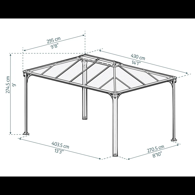 Tonnelle Martinique 4300 295 x 430 cm – Gris anthracite, polycarbonate 6 mm, aluminium