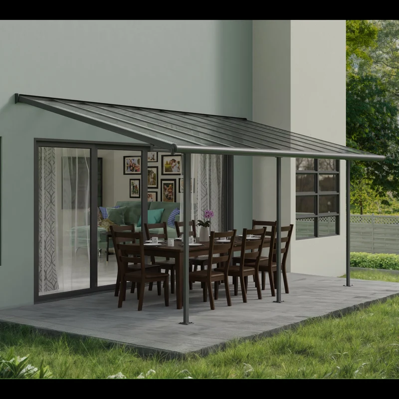 Pergola Sierra 299 x 555 cm gris anthracite – Polycarbonate anti-UV, aluminium robuste