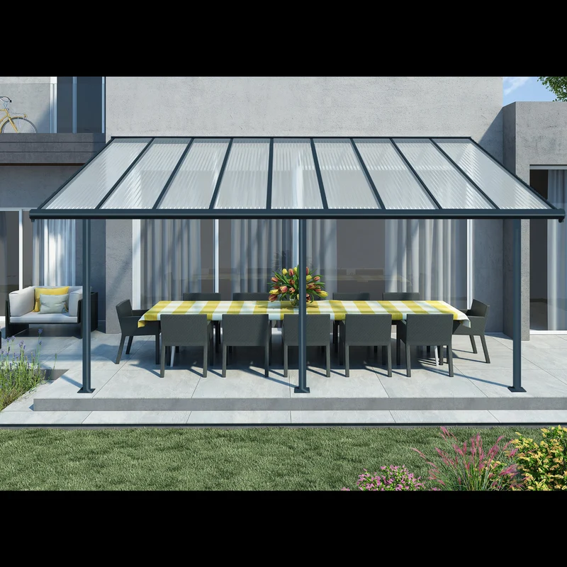 Pergola Sierra 299 x 555 cm gris anthracite – Polycarbonate anti-UV, aluminium robuste